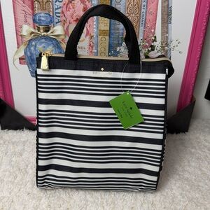 KATE SPADE Lunch Bag Black Stripe NWT!